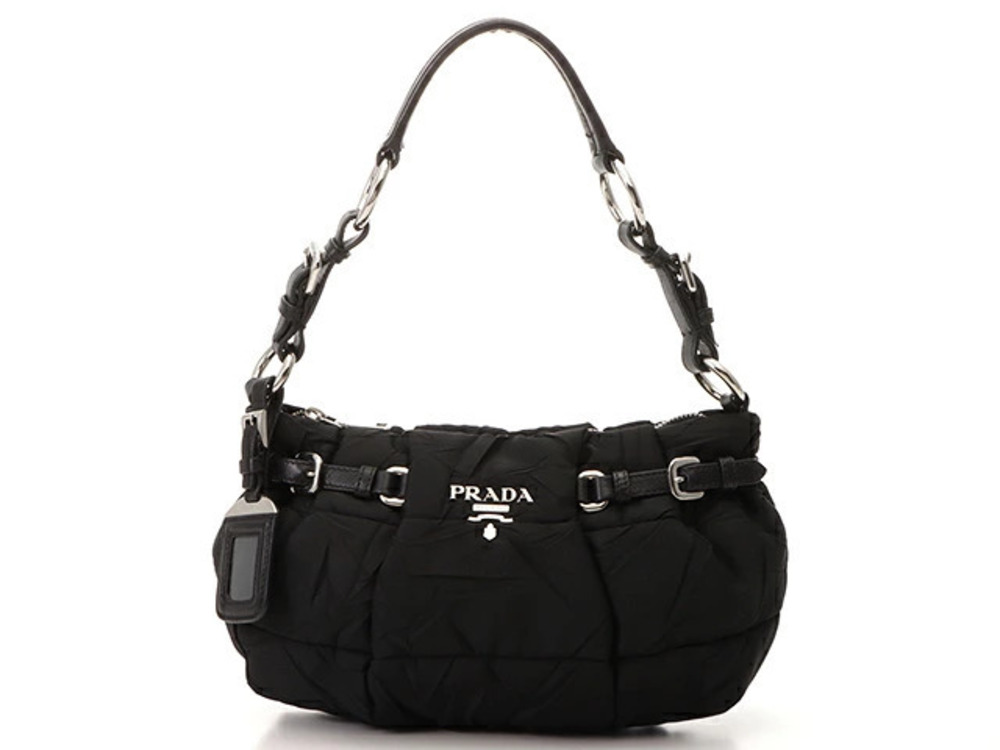 Prada black Tessuto shoulder bag gathered